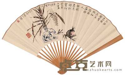 方骏 1991年作 瓶花 扇面 开面52×16.5cm